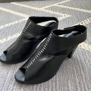 Calleen Cordero Basia HL black and silver bootie sandals, 8